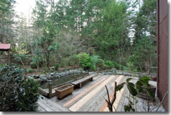 deck with pond